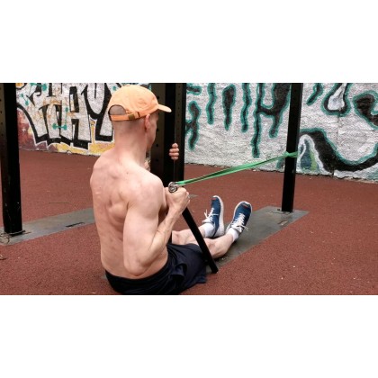 Упражнения с грифом для занятий с резинками