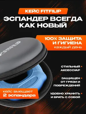 Набор кистевых эспандеров FITFILIP EAR 10–100 кг (9 шт.) с кейсом
