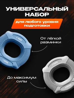 Набор кистевых эспандеров FITFILIP EAR 10–100 кг (9 шт.) с кейсом