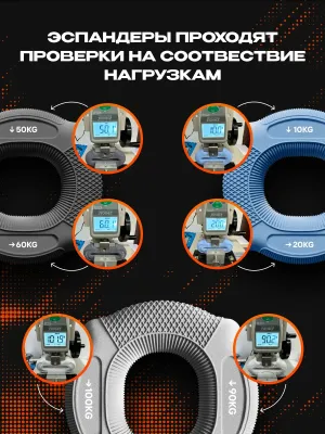 Набор кистевых эспандеров FITFILIP EAR 10–100 кг (9 шт.) с кейсом