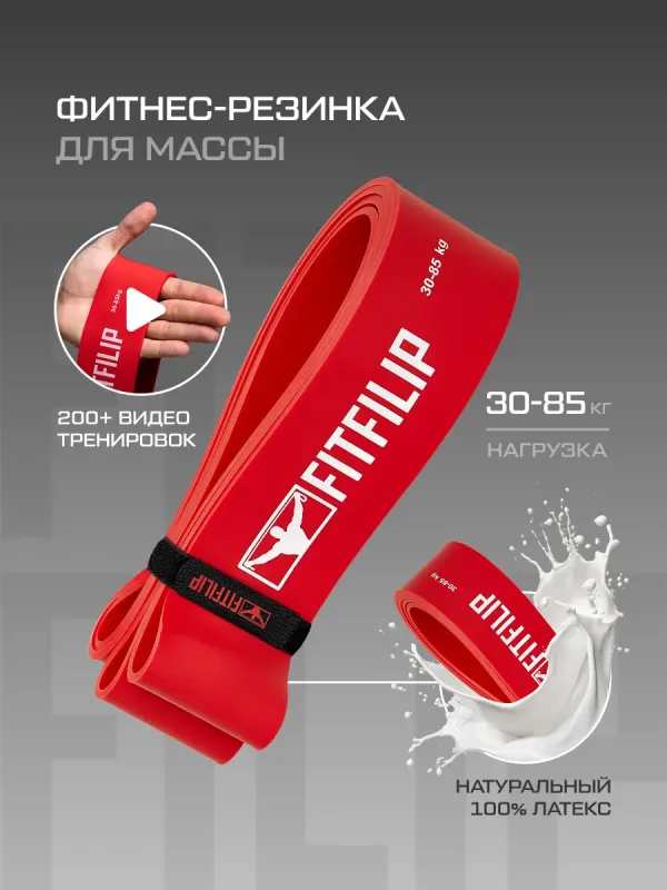 Фитнес резинка 30-85 кг Red